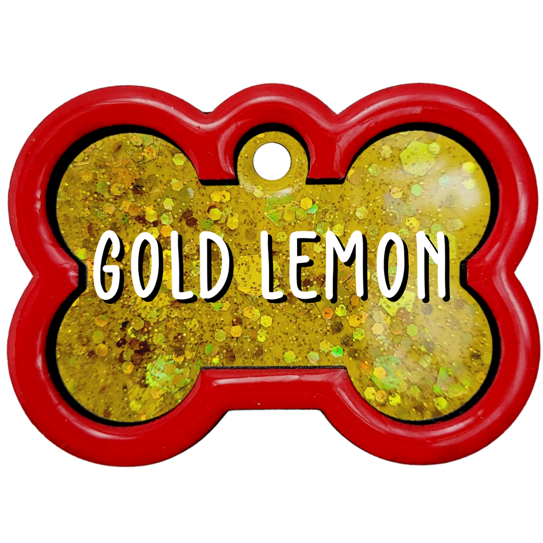 Red Tag with Gold Lemon Fill