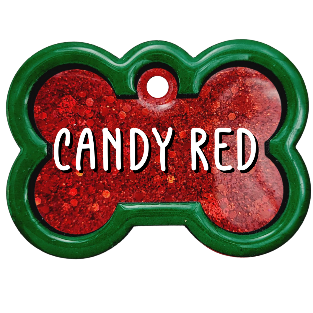 Green Tag with Candy Red Fill